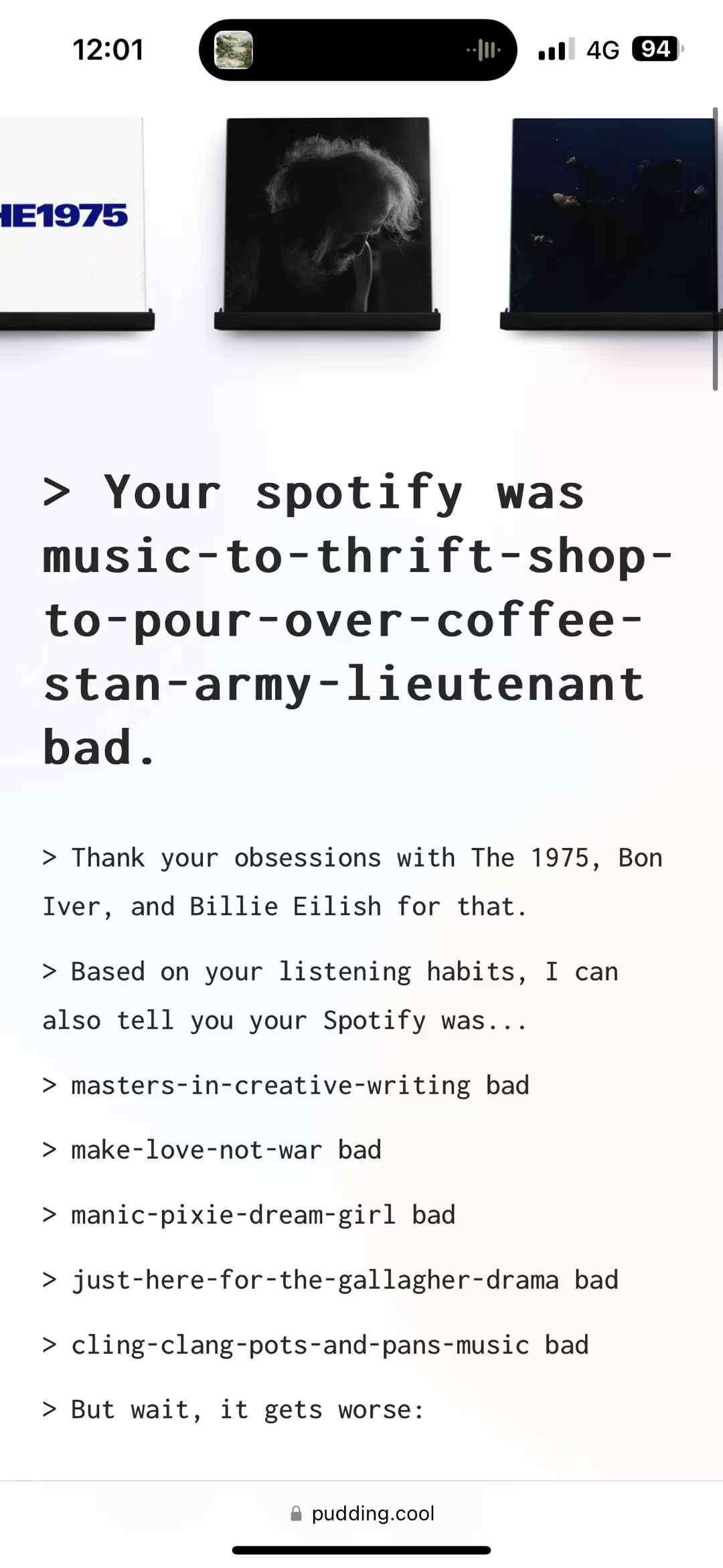 pudding.cool 的 AI 锐评：Your spotify was music-to-thrift-shop bad